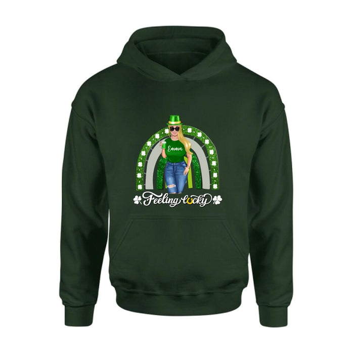 Personalized Irish Girl Unisex T-shirt/Sweatshirt/Hoodie - Gift Idea For St Patrick's Day - Feeling Lucky