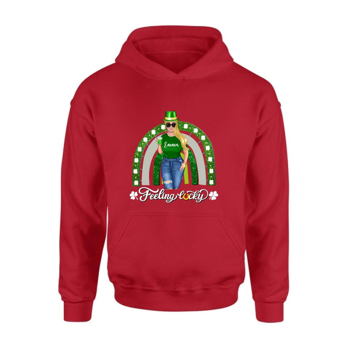 Personalized Irish Girl Unisex T-shirt/Sweatshirt/Hoodie - Gift Idea For St Patrick's Day - Feeling Lucky