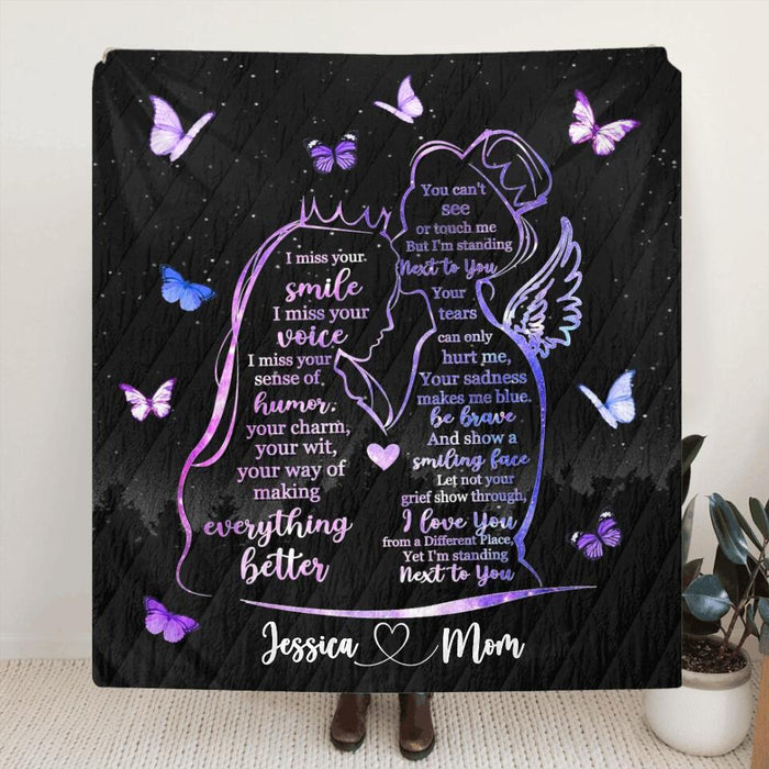 Personalized Memorial Mom Fleece Throw Blanket/Quilt - Gift Idea For Mom/Daughter - I'm Standing Next To You