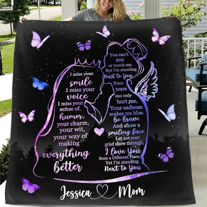 Personalized Memorial Mom Fleece Throw Blanket/Quilt - Gift Idea For Mom/Daughter - I'm Standing Next To You