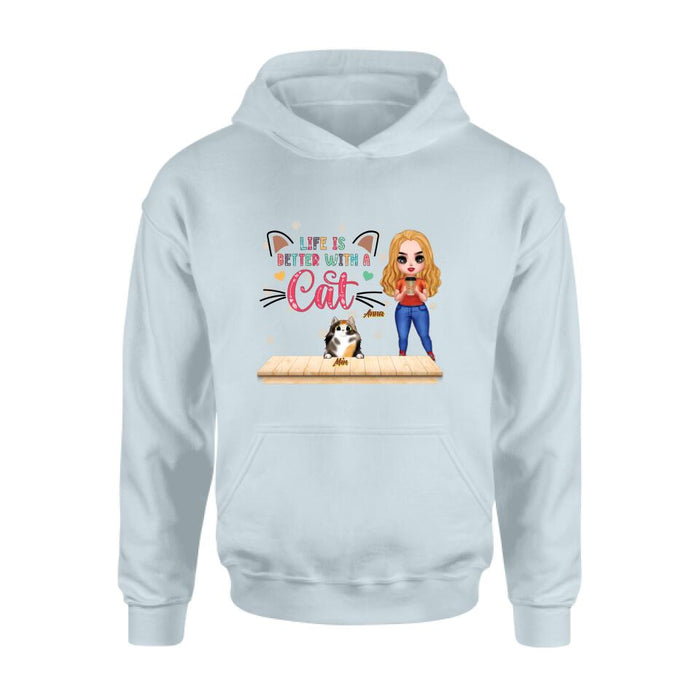 Personalized Cat Mom Chibi Shirt - Gift Idea For Mother's Day/Cat Lovers With Up to 6 Cats - Best Cat Mom Ever