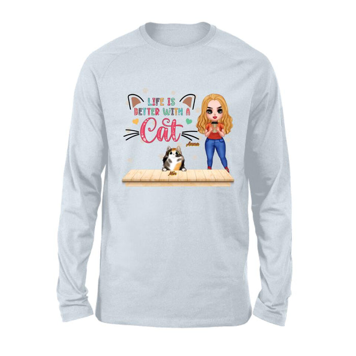 Personalized Cat Mom Chibi Shirt - Gift Idea For Mother's Day/Cat Lovers With Up to 6 Cats - Best Cat Mom Ever