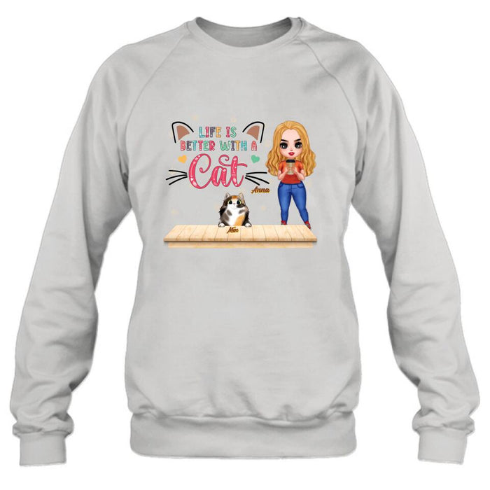 Personalized Cat Mom Chibi Shirt - Gift Idea For Mother's Day/Cat Lovers With Up to 6 Cats - Best Cat Mom Ever