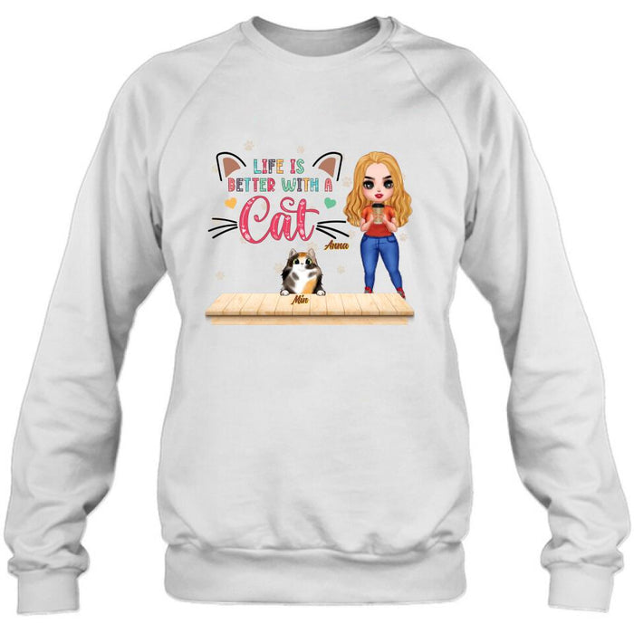 Personalized Cat Mom Chibi Shirt - Gift Idea For Mother's Day/Cat Lovers With Up to 6 Cats - Best Cat Mom Ever