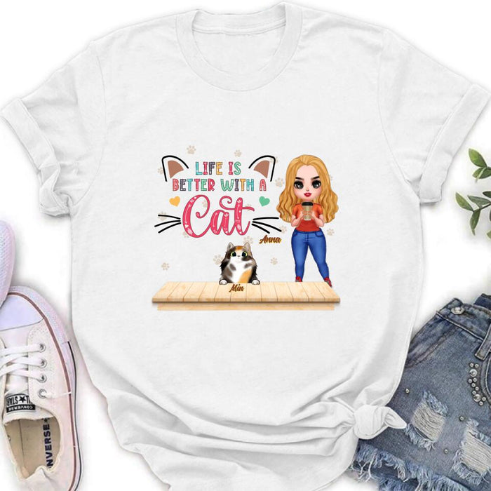 Personalized Cat Mom Chibi Shirt - Gift Idea For Mother's Day/Cat Lovers With Up to 6 Cats - Best Cat Mom Ever