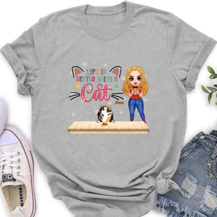 Personalized Cat Mom Chibi Shirt - Gift Idea For Mother's Day/Cat Lovers With Up to 6 Cats - Best Cat Mom Ever