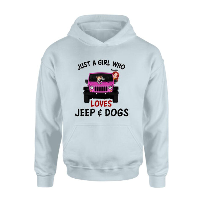 Personalized Dog Mom & Off-road T-shirt - Up to 5 Dogs - Mother's Day Best Gift For Dog Lovers - Just A Girl