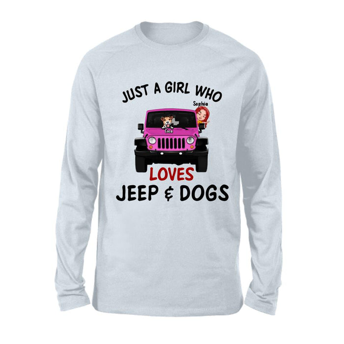 Personalized Dog Mom & Off-road T-shirt - Up to 5 Dogs - Mother's Day Best Gift For Dog Lovers - Just A Girl