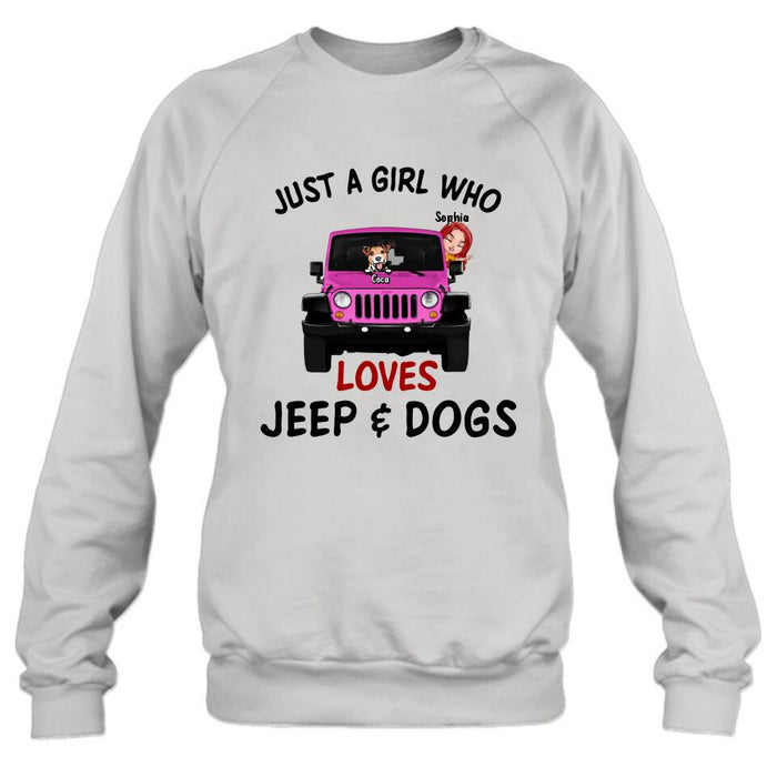 Personalized Dog Mom & Off-road T-shirt - Up to 5 Dogs - Mother's Day Best Gift For Dog Lovers - Just A Girl