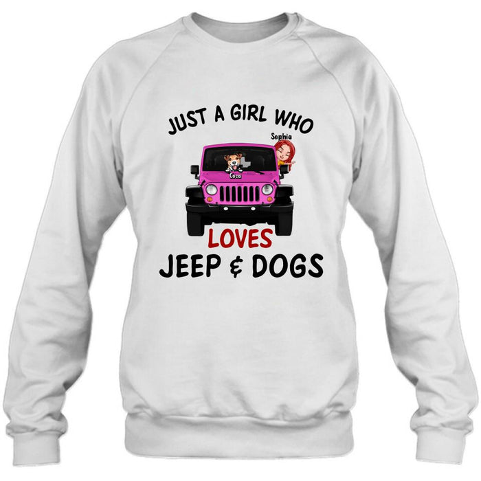 Personalized Dog Mom & Off-road T-shirt - Up to 5 Dogs - Mother's Day Best Gift For Dog Lovers - Just A Girl