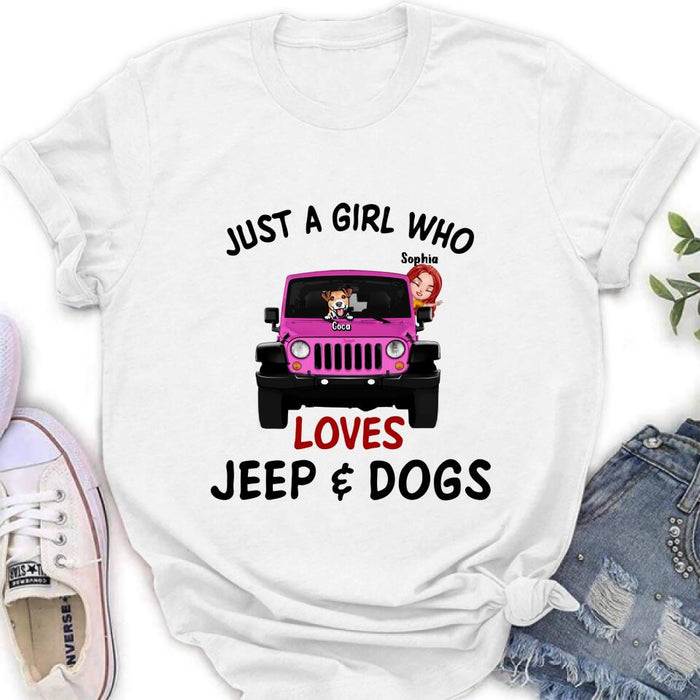 Personalized Dog Mom & Off-road T-shirt - Up to 5 Dogs - Mother's Day Best Gift For Dog Lovers - Just A Girl