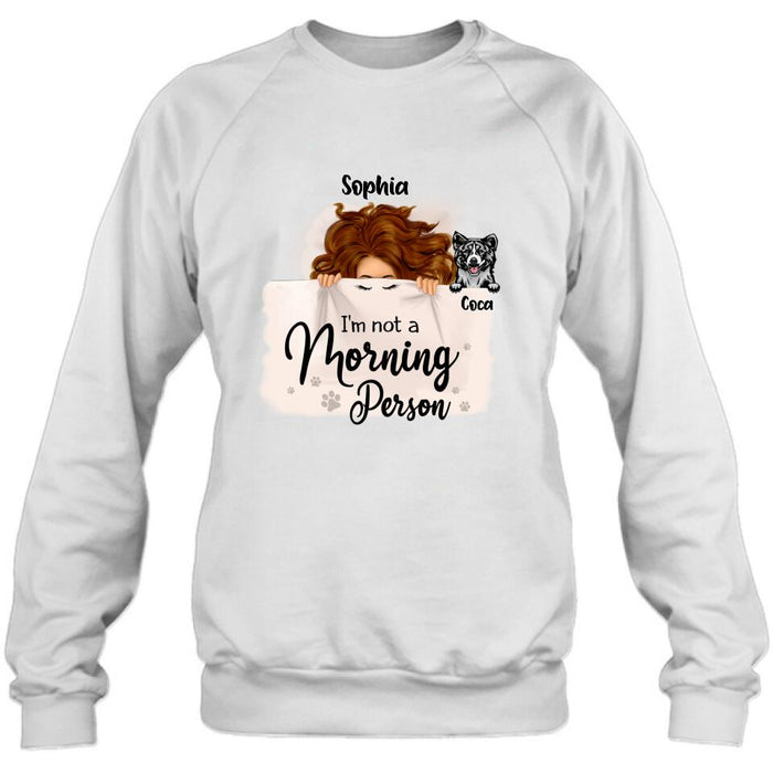 Personalized Sleeping Girl Shirt - Up to 6 Dogs - Best Gift For Dog Lovers - I Like To Stay In Bed With My Dogs