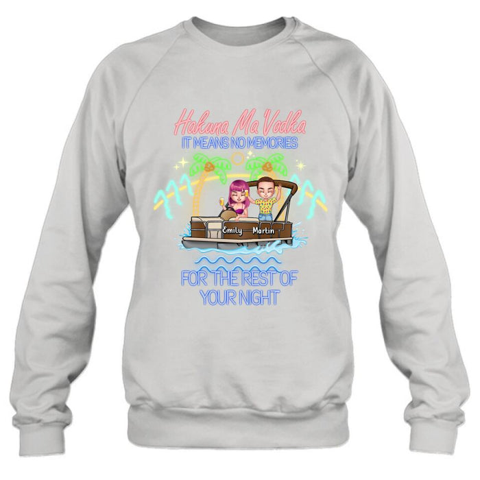 Personalized Pontoon Friends Shirt/Pullover Hoodie - Up to 4 People - Gift Idea For Friends - There Are Two Absolutes In Life Pontoon Friends And Alcohol