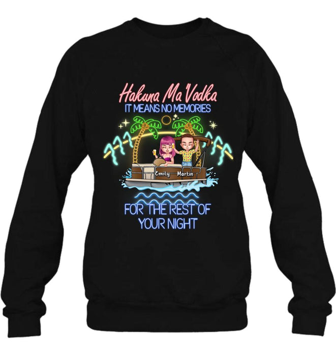 Personalized Pontoon Friends Shirt/Pullover Hoodie - Up to 4 People - Gift Idea For Friends - There Are Two Absolutes In Life Pontoon Friends And Alcohol