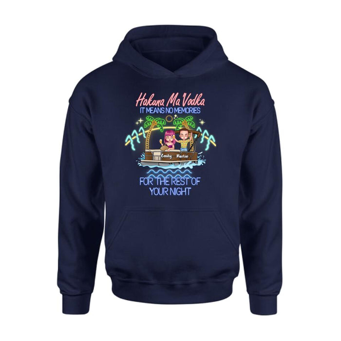 Personalized Pontoon Friends Shirt/Pullover Hoodie - Up to 4 People - Gift Idea For Friends - There Are Two Absolutes In Life Pontoon Friends And Alcohol