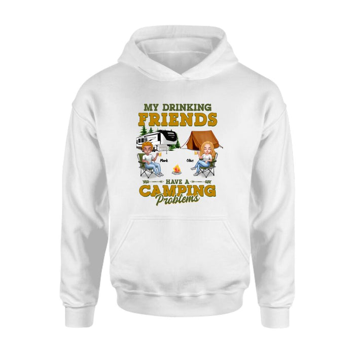 Personalized Camping Friends Shirt - Up to 7 People - Gift For Camping Lovers/Friends - Let's Drink And Watch People Park Their Campers