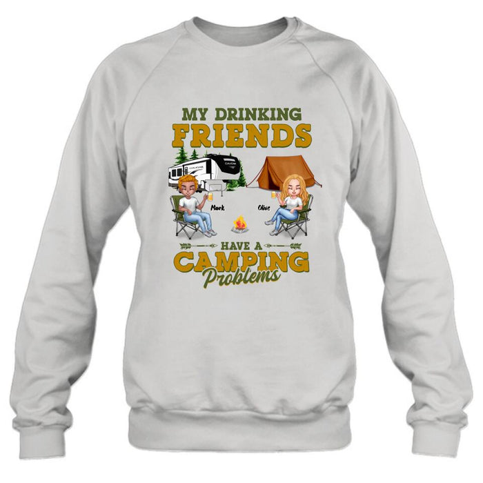 Personalized Camping Friends Shirt - Up to 7 People - Gift For Camping Lovers/Friends - Let's Drink And Watch People Park Their Campers