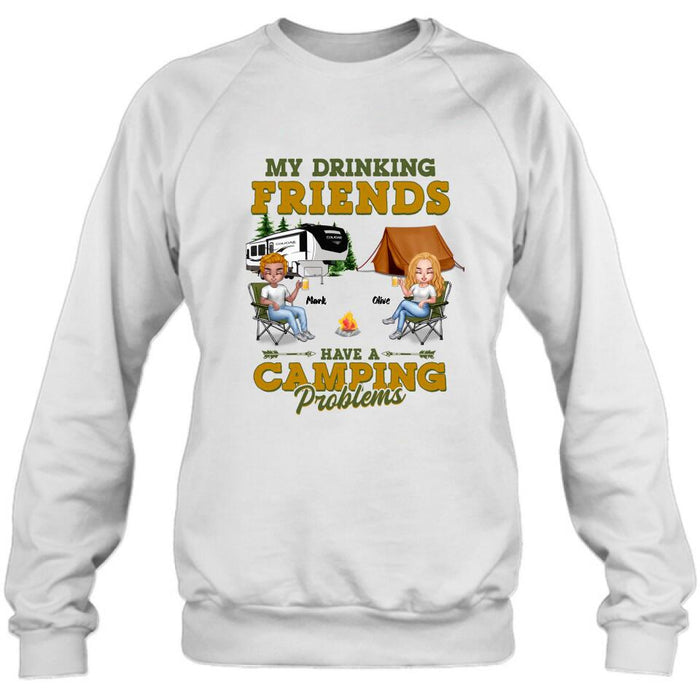 Personalized Camping Friends Shirt - Up to 7 People - Gift For Camping Lovers/Friends - Let's Drink And Watch People Park Their Campers