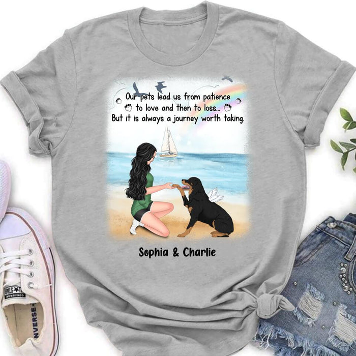 Personalized Dog Mom Shirt/Hoodie - Memorial Gift For Dog Mom/Dog Lover - Our pets lead us from patience to love and then to loss
