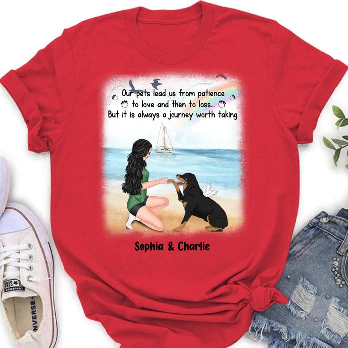 Personalized Dog Mom Shirt/Hoodie - Memorial Gift For Dog Mom/Dog Lover - Our pets lead us from patience to love and then to loss