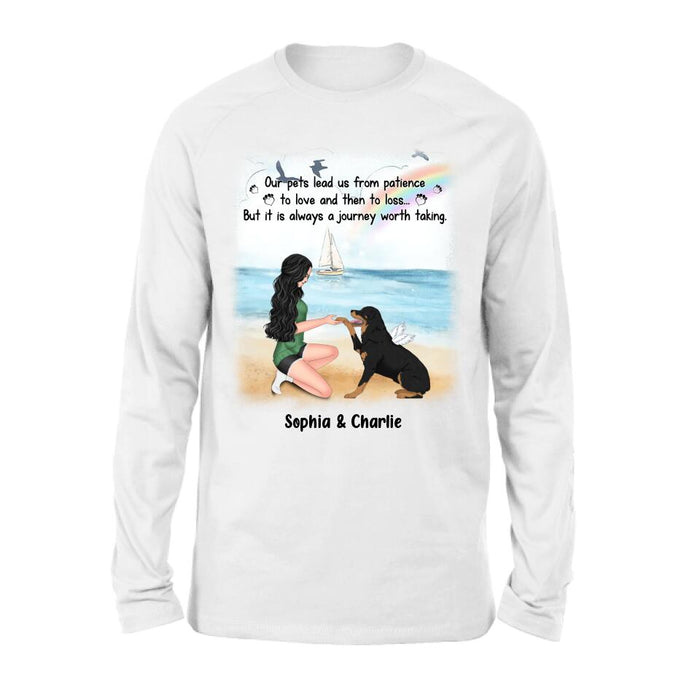 Personalized Dog Mom Shirt/Hoodie - Memorial Gift For Dog Mom/Dog Lover - Our pets lead us from patience to love and then to loss