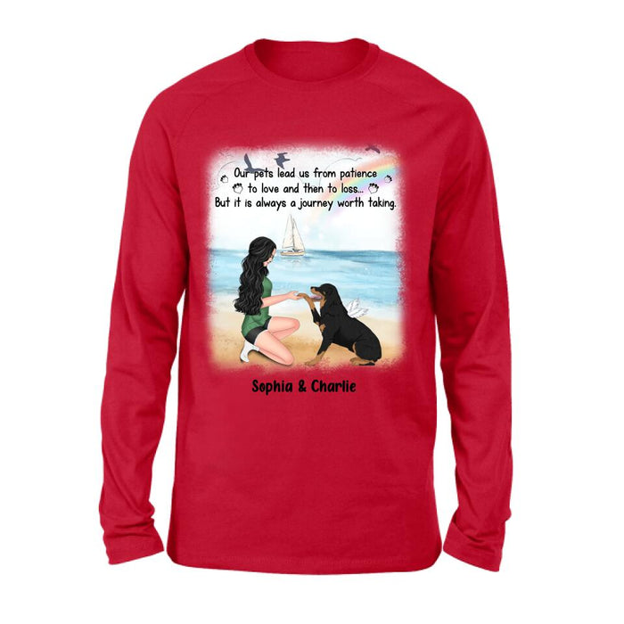 Personalized Dog Mom Shirt/Hoodie - Memorial Gift For Dog Mom/Dog Lover - Our pets lead us from patience to love and then to loss