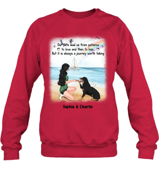 Personalized Dog Mom Shirt/Hoodie - Memorial Gift For Dog Mom/Dog Lover - Our pets lead us from patience to love and then to loss