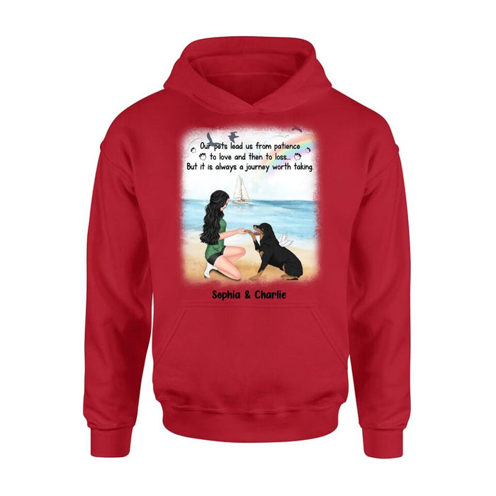Personalized Dog Mom Shirt/Hoodie - Memorial Gift For Dog Mom/Dog Lover - Our pets lead us from patience to love and then to loss