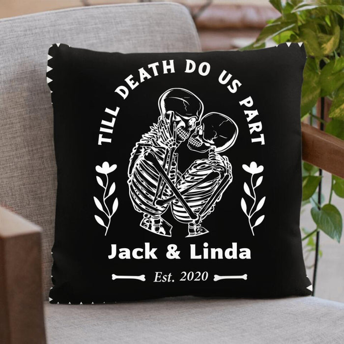 Personalized Skull Couple Quilt/Fleece Blanket/Pillow Cover - Gift Idea For Couple - Till Death Do Us Part