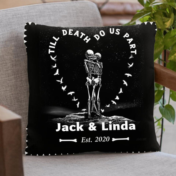 Personalized Skull Couple Fleece Blanket/Quilt/Pillow Cover - Gift Idea For Couple - Till Death Do Us Part