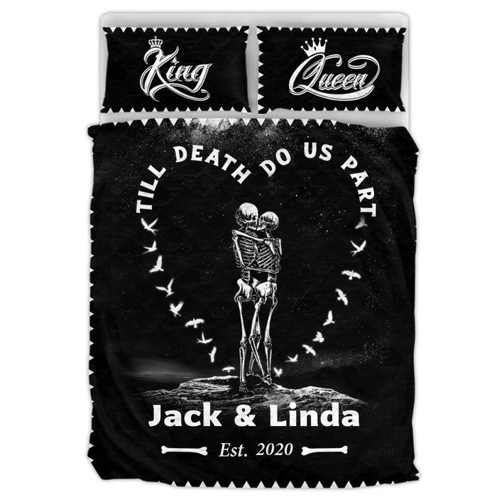 Custom Personalized Skull Couple Quilt Bed Set - Gift Idea For Couple - Till Death Do Us Part