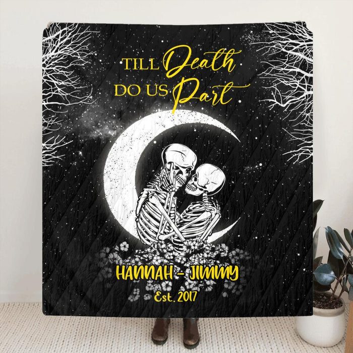Personalized Skull Couple Fleece Blanket/Quilt/Pillow Cover - Gift Idea For Couple - Till Death Do Us Part