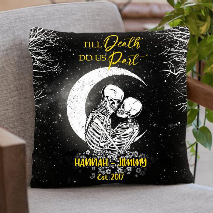 Personalized Skull Couple Fleece Blanket/Quilt/Pillow Cover - Gift Idea For Couple - Till Death Do Us Part