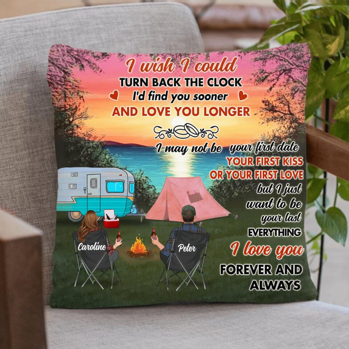 Personalized Couple Camping Fleece Blanket/Quilt/Pillow Cover - Couple With Up to 3 Pets - Gift Idea For Camping Lover - I Love You Forever And Always