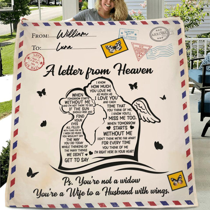 Personalized Widow Quilt/Fleece Blanket - Memorial Gift Idea For Couple - A Letter From Heaven