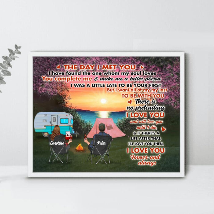 Personalized Couple Camping Poster - Couple With Up to 3 Pets - Gift Idea For Camping Lover - I Love You Forever And Always