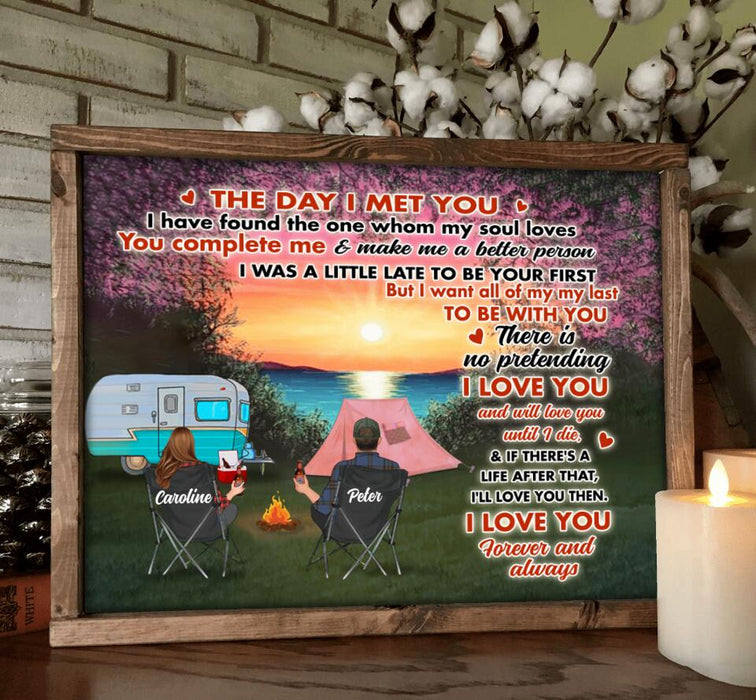 Personalized Couple Camping Poster - Couple With Up to 3 Pets - Gift Idea For Camping Lover - I Love You Forever And Always