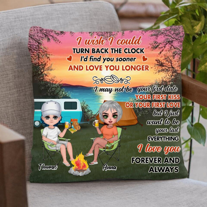 Personalized Couple Camping Fleece Blanket/Quilt/Pillow Cover - Gift Idea For Couple/Camping Lover - I Love You Forever And Always