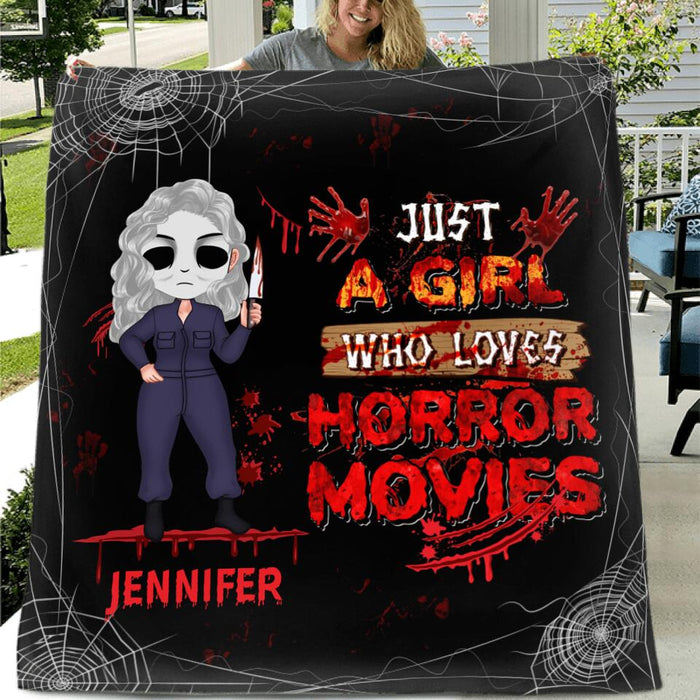 Personalized Watch Enough Murder Shows Fleece Blanket/Quilt - Gift For Girls - Just A Girl Who Loves Horror Movies