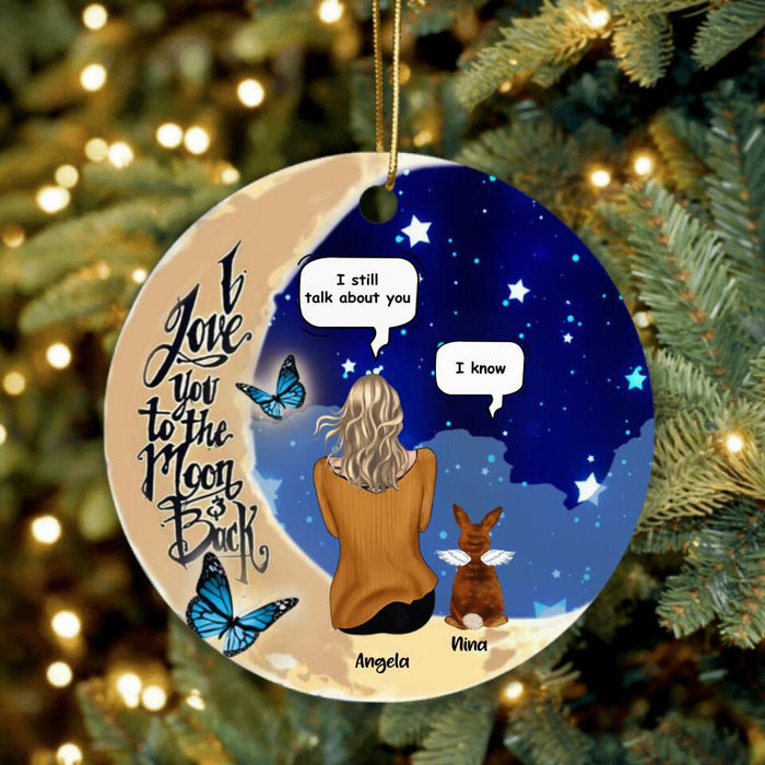 Personalized Memorial Rabbit Ornament - Up to 4 Rabbits - Memorial Gift For Rabbit Lovers - I Love You To The Moon & Back