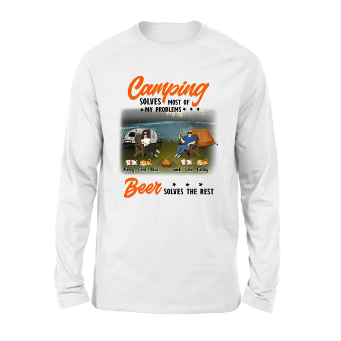 Personalized Camping Unisex T-shirt/Hoodie/Sweatshirt/Long Sleeve - Gift Idea For Couple/ Camping Lovers - Camping Solves Most Of My Problems Beer Solves The Rest