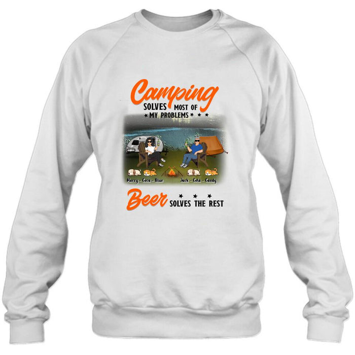 Personalized Camping Unisex T-shirt/Hoodie/Sweatshirt/Long Sleeve - Gift Idea For Couple/ Camping Lovers - Camping Solves Most Of My Problems Beer Solves The Rest