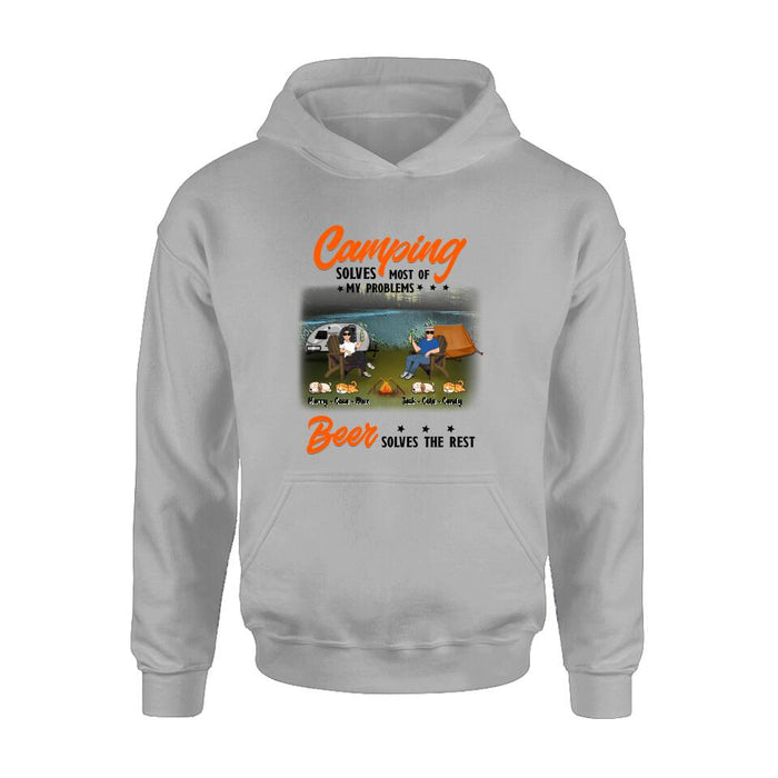 Personalized Camping Unisex T-shirt/Hoodie/Sweatshirt/Long Sleeve - Gift Idea For Couple/ Camping Lovers - Camping Solves Most Of My Problems Beer Solves The Rest