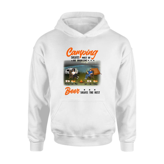 Personalized Camping Unisex T-shirt/Hoodie/Sweatshirt/Long Sleeve - Gift Idea For Couple/ Camping Lovers - Camping Solves Most Of My Problems Beer Solves The Rest