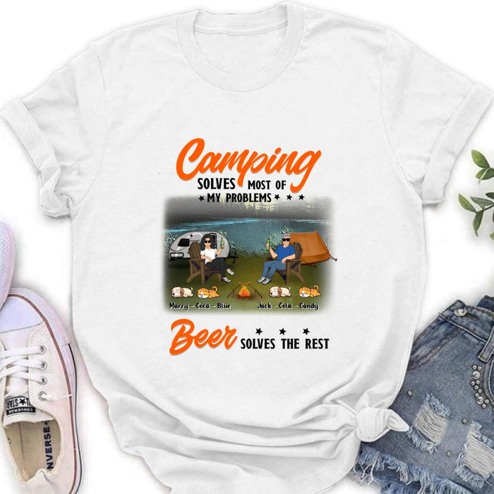 Personalized Camping Unisex T-shirt/Hoodie/Sweatshirt/Long Sleeve - Gift Idea For Couple/ Camping Lovers - Camping Solves Most Of My Problems Beer Solves The Rest