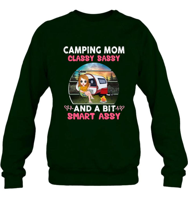 Personalized Camping Mom Shirt/Pullover Hoodie - Gift Idea For Camping Lover/Mother's Day - Camping Mom Classy Sassy And A Bit Smart Assy