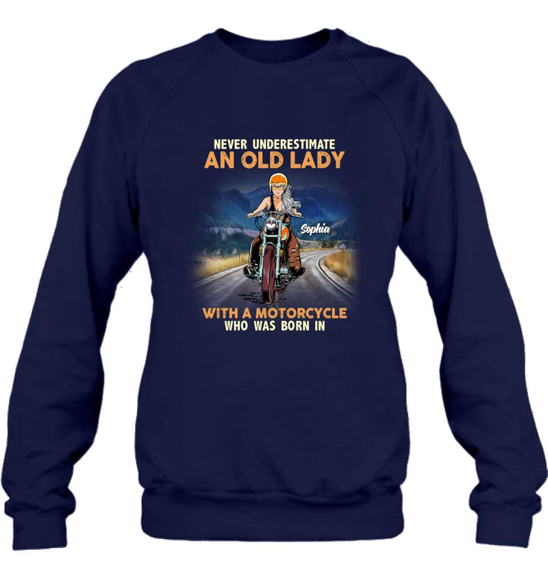 Personalized Biker Grandma Shirt/Pullover Hoodie - Mother's Day Gift For Grandma/Biker - Assuming I'm Just An Old Lady Was Your First Mistake