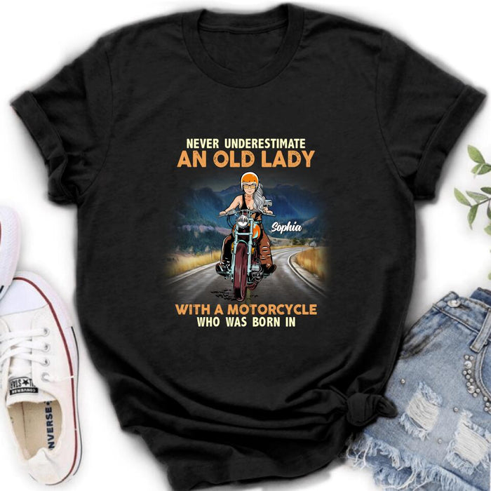 Personalized Biker Grandma Shirt/Pullover Hoodie - Mother's Day Gift For Grandma/Biker - Assuming I'm Just An Old Lady Was Your First Mistake