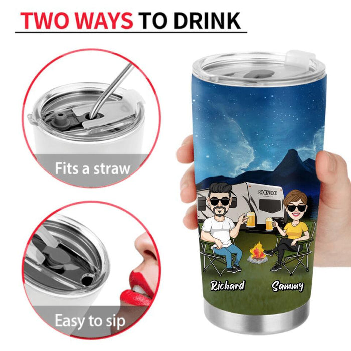 Personalized Camping Friends Tumbler - Up to 7 Friends - Gift Idea For Friends/Camping Lovers - Don't Take Camping Advice From Us You'll Only End Up Drunk