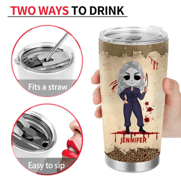 Personalized Cuddle And Watch Horror Movies Tumbler - Halloween Gift For Girls